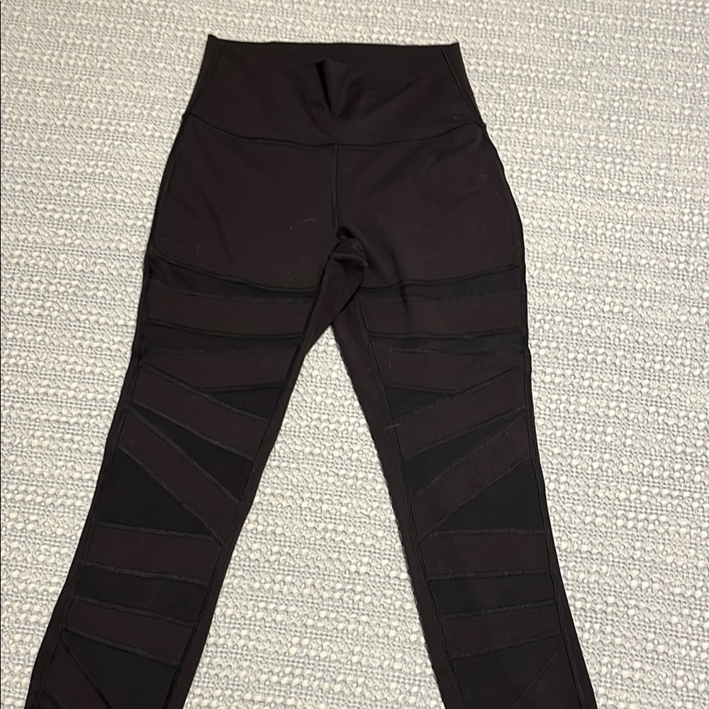 Stylish Black Leggings with Mesh Panels